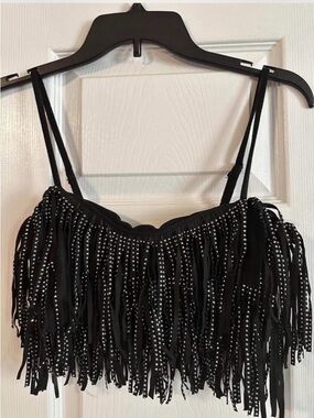 Black Studded Fringe Camisole Top - Women